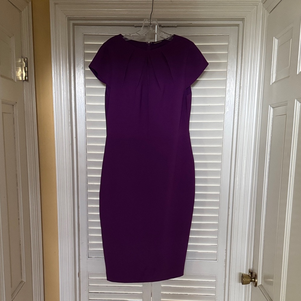 Elie Tahari Deep Purple Cap-Sleeve Sheath Dress